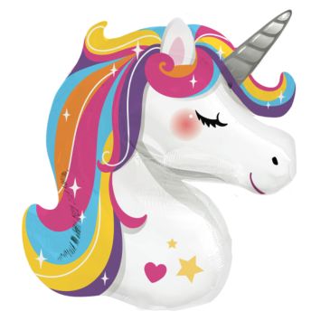 Ballon en aluminium à forme - Licorne arc-en-ciel - 70 x 78 cm - Collection Dreams Licorne