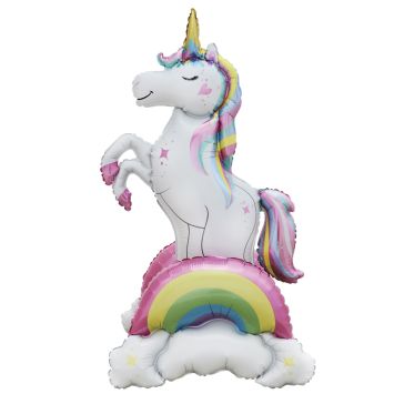 Ballon 3D Licorne cabrée arc-en-ciel pour déco fête magique | jourdefete.com