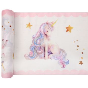 Chemin de table en polyester - 28 cm x 2,5 m - Collection Licorne Magique