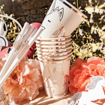 8 Gobelets Carton - Collection Licorne Pastel