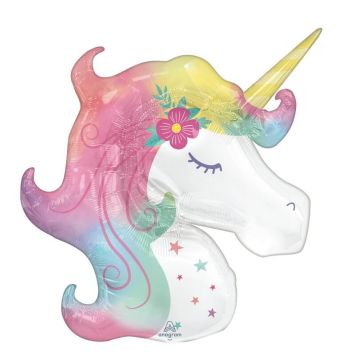 Ballon en aluminium supershape™ licorne enchantée de 83 cm | jourdefete.com