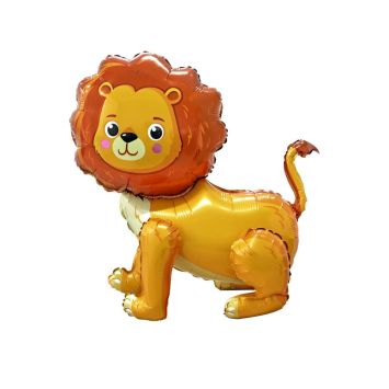 Ballon air 3D lion orange avec crinière, déco jungle ou anniversaire enfant | jourdefete.com