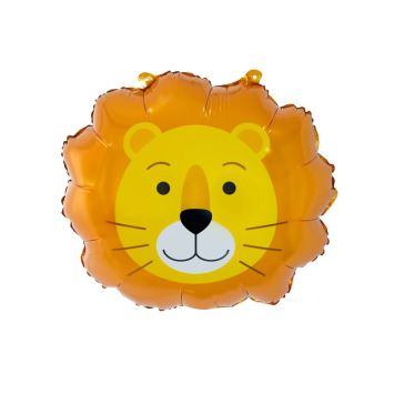 Ballon tête de lion orange pour anniversaire thème jungle | jourdefete.com