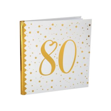 Livre d'Or Anniversaire - Blanc et Or - 80 ans | jourdefete.com