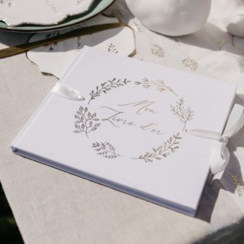 Livre d'or de 68 pages FSC® - 22 x 19 cm - Collection Communion Blanc et Or