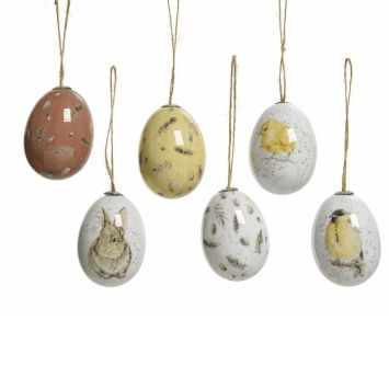 Lot de 6 œufs à motifs en mousse pour Pâques à suspendre - 6 cm | jourdefete.com