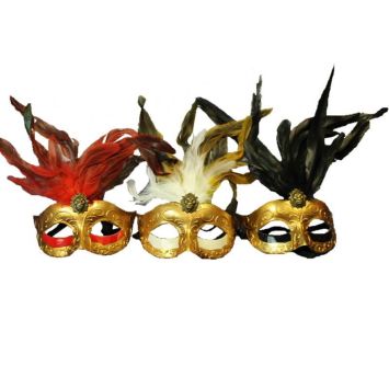 Loup Or avec plumes pour adulte - Couleur au Choix