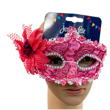 Loup rose avec fleur et galons