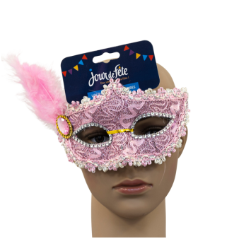 Loup rose avec plume et pierre