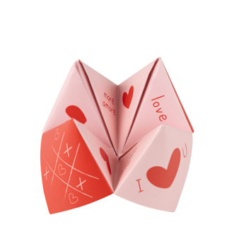 Cocottes Lovely Time rouge et rose avec des cœurs et des messages d’amour | jourdefete.com