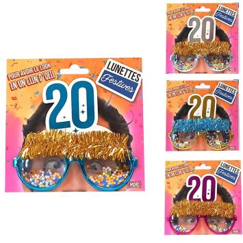 Lunettes à confettis pour anniversaire - Âge au choix