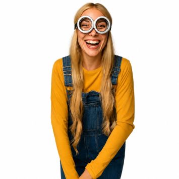 Lunettes argentées rondes à élastique accessoire de déguisement de Minion pour adulte | jourdefete.com