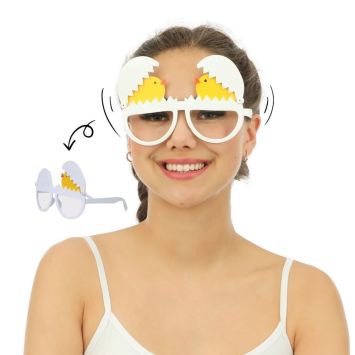 Lunettes de Pâques avec poussins et coquille animée | jourdefete.com