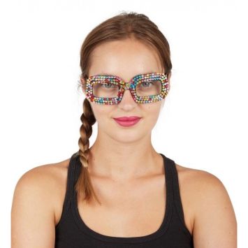 Paire de lunettes fantaisie à strass multicolores