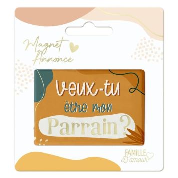 Un beau magnet qui va demander à un proche de devenir parrain | jourdefete.com
