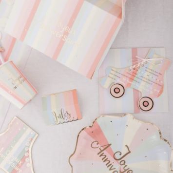 8 invitations avec enveloppes - Collection Mahault Pastel et Or