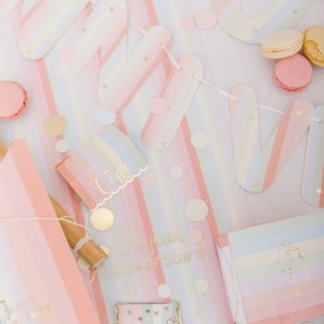  Chemin de table en tissu - Collection Mahault Pastel et Or