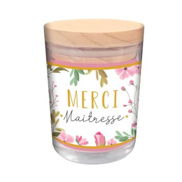 bougie verre merci maitresse et fleurs | jourdefete.com