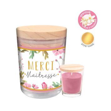  Bougie Verre - Merci Maîtresse et Fleurs