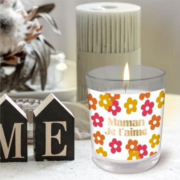 Bougie en verre "Maman je t'aime" - Collection Maman d'Amour