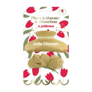 Pince à cheveux et chouchou à paillettes - Collection Maman d'Amour