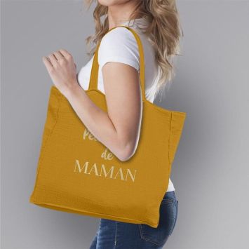 Sac Cabas " Petit bazar de Maman " - Jaune
