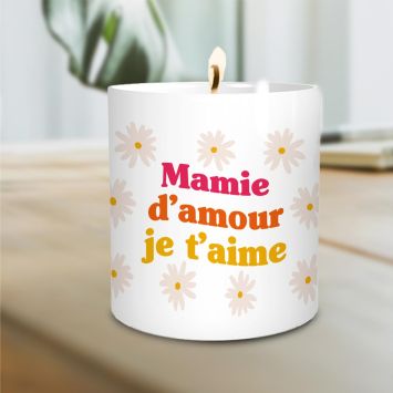Bougie en céramique "Mamie d'amour je t'aime" - Collection Mamie d'Amour