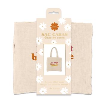 Sac cabas en gaze de coton "Le petit bazar de Mamie" - Collection Mamie d'Amour