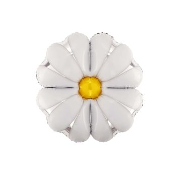 Ballon en forme de marguerite blanche avec centre jaune | jourdefete.com