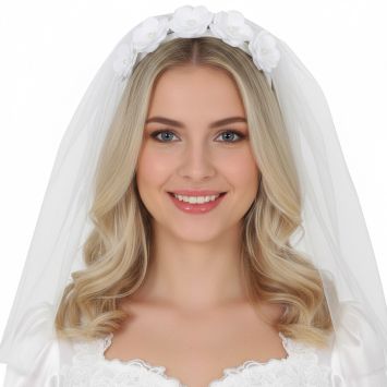 Diadème de Mariée avec fleurs et voile