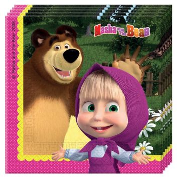 serviettes-masha-michka-anniversaire | jourdefete.com