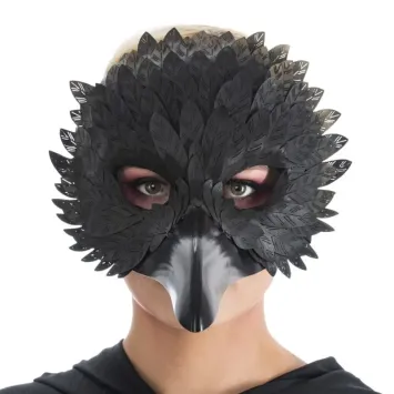 Masque Steampunk du Docteur de la Peste avec plumes noires