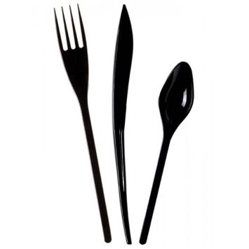 Pack 30 Couverts en Plastique - Noir