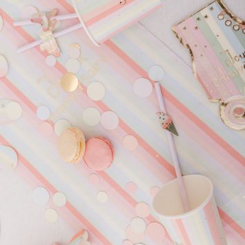 Confettis de Table - Multicolores Pastel, Or et Paillettes Or 