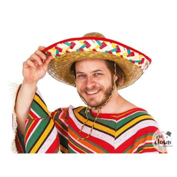 Chapeau sombrero mexicain multicolore en paille