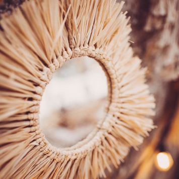 Miroir Rond Raphia " Bali " - 30 cm