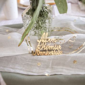 4 Déco en bois couleur or - Mon Premier Anniversaire