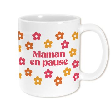 Mug Maman en pause avec motifs fleuris et message humoristique pour maman | jourdefete.com