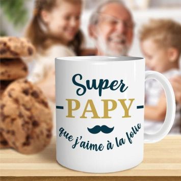 Mug - Super papy que j'aime à la folie - Collection Mon Papy