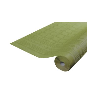 nappe damassée 25 x 1.20 m de couleur vert olive