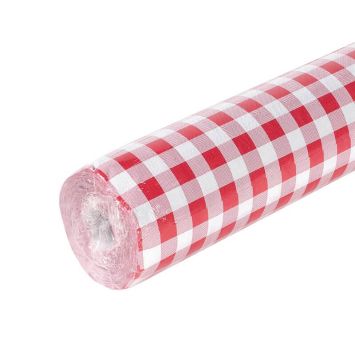 Rouleau de Nappe Damassé - Vichy Rouge - 25 Mètres | jourdefete.com