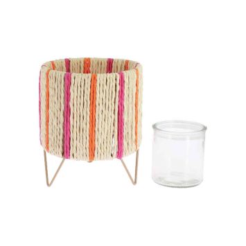 Lanterne avec photophore en verre - Nahia - 14 x 16,5 cm