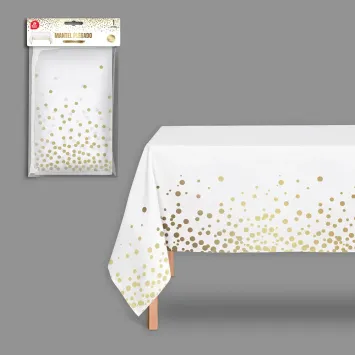 Nappe blanche avec motifs dorés pour table de fête | jourdefete.com