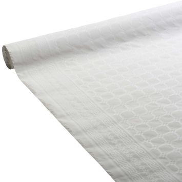 Nappe en papier damassé - 50 m - Couleur Blanc