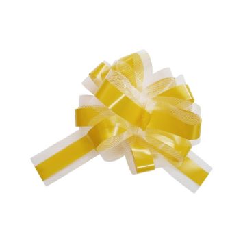 5 Nœuds automatiques en tulle - Jaune Vif | jourdefete.com