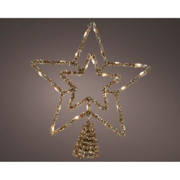 Cimier pour sapin de Noël en forme d'étoile à LED - 6 x 25 x 28 cm