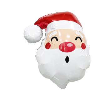Ballon en aluminium de Noël - Tête de Père Noël - 66 x 56 x 30 cm