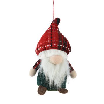 Gnome de Noël à suspendre en polyester - 15 cm