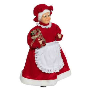 Figurine de Noël - Mère Noël avec cadeau - 48 cm