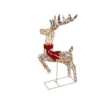 Renne lumineux LED effet flash or et blanc chaud avec écharpe rouge | jourdefete.com